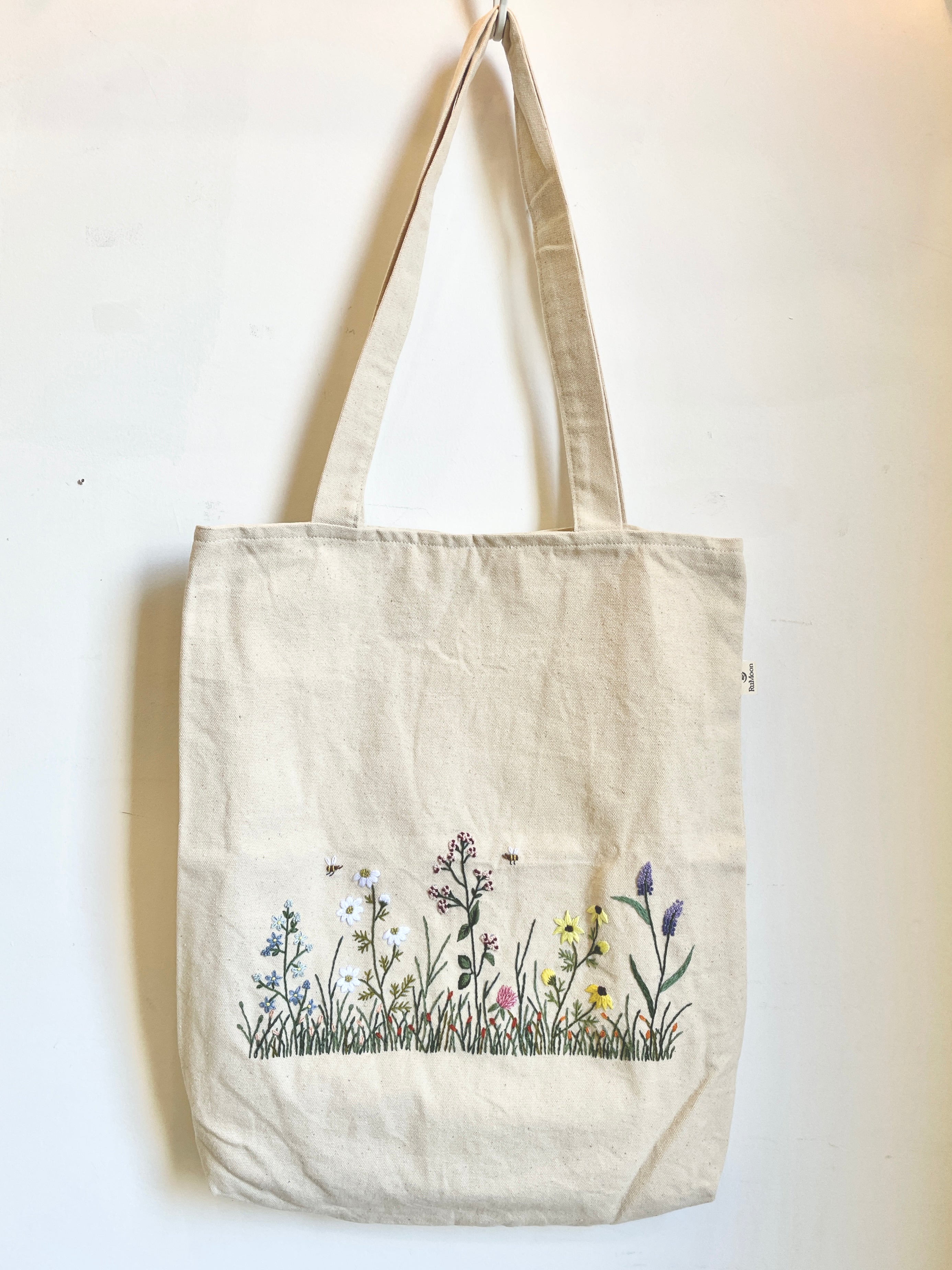 Wildflowers Garden Embroidery Tote Bag