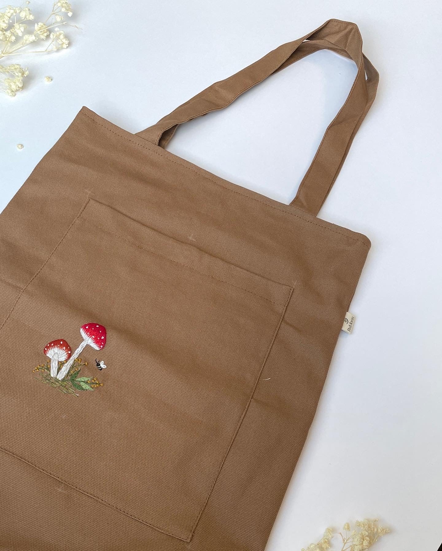 Mushroom Embroidery Tote Bag