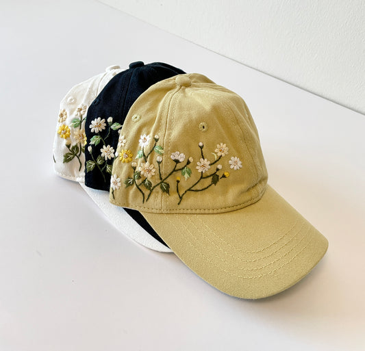 Daisy Flower Hand Embroidery Baseball Cap