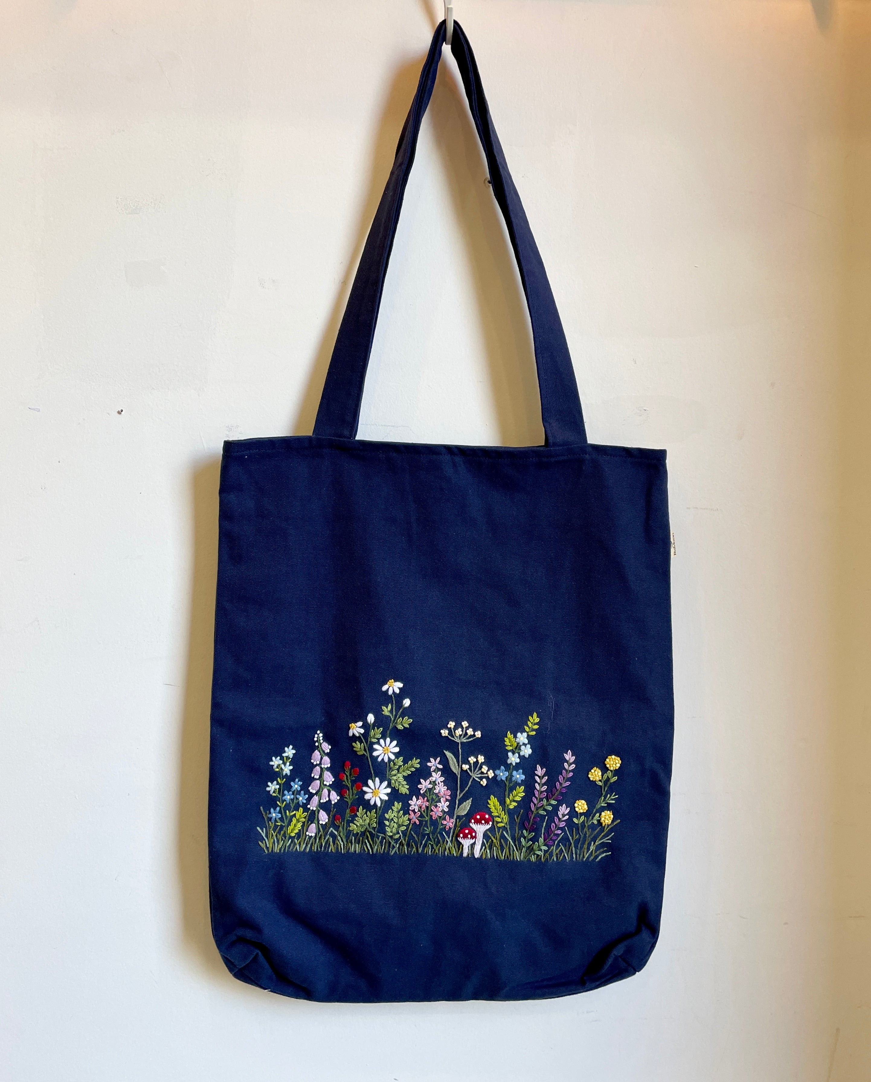 Wildflowers Garden Embroidery Tote Bag