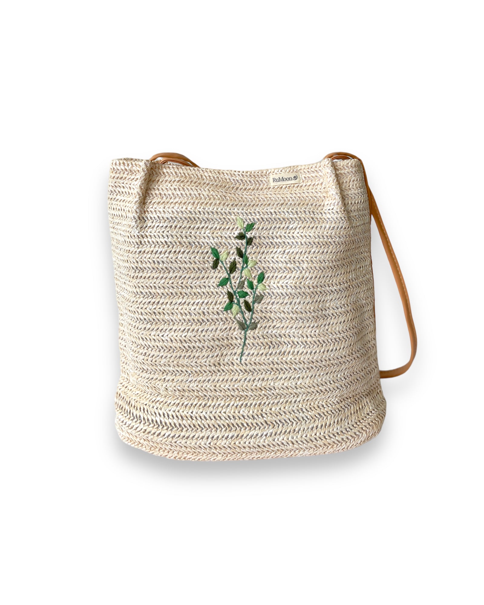 Embroidery Straw Tote Bag