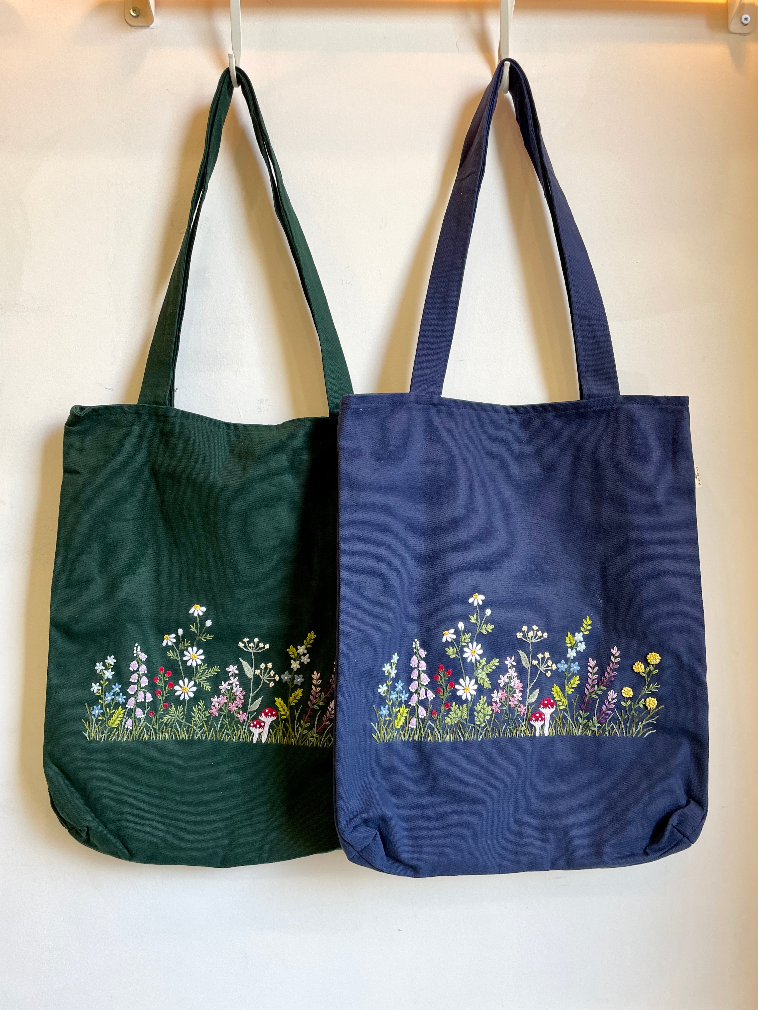 Wildflowers Garden Embroidery Tote Bag