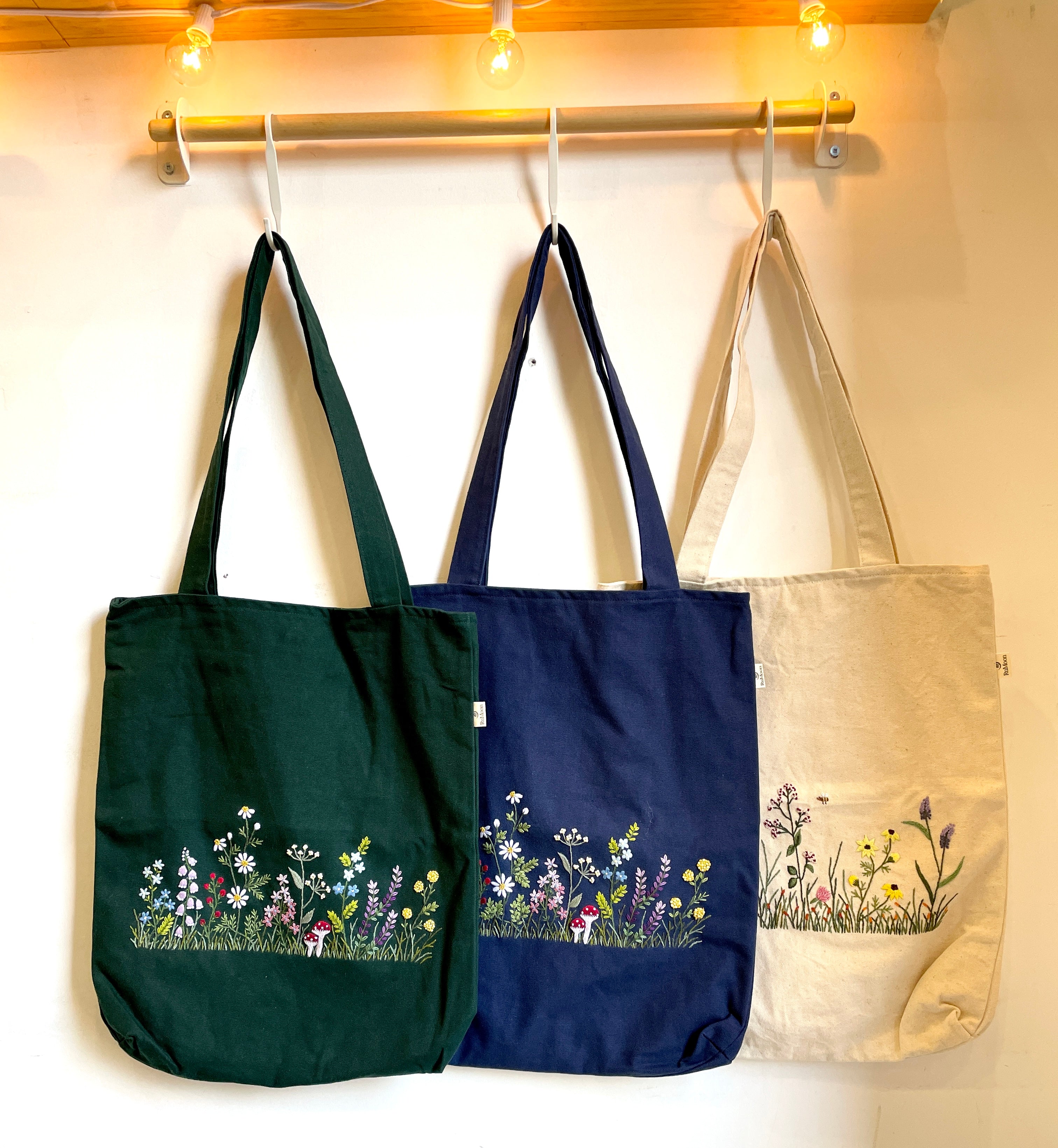 Wildflowers Garden Embroidery Tote Bag