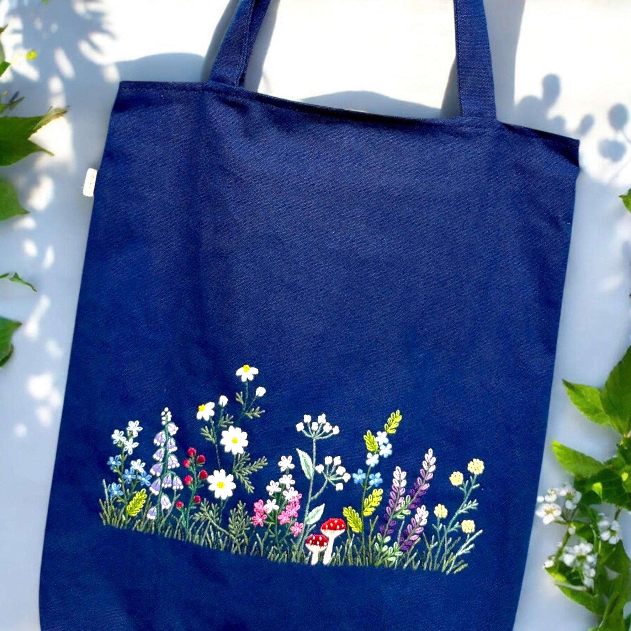 Wildflowers Garden Embroidery Tote Bag