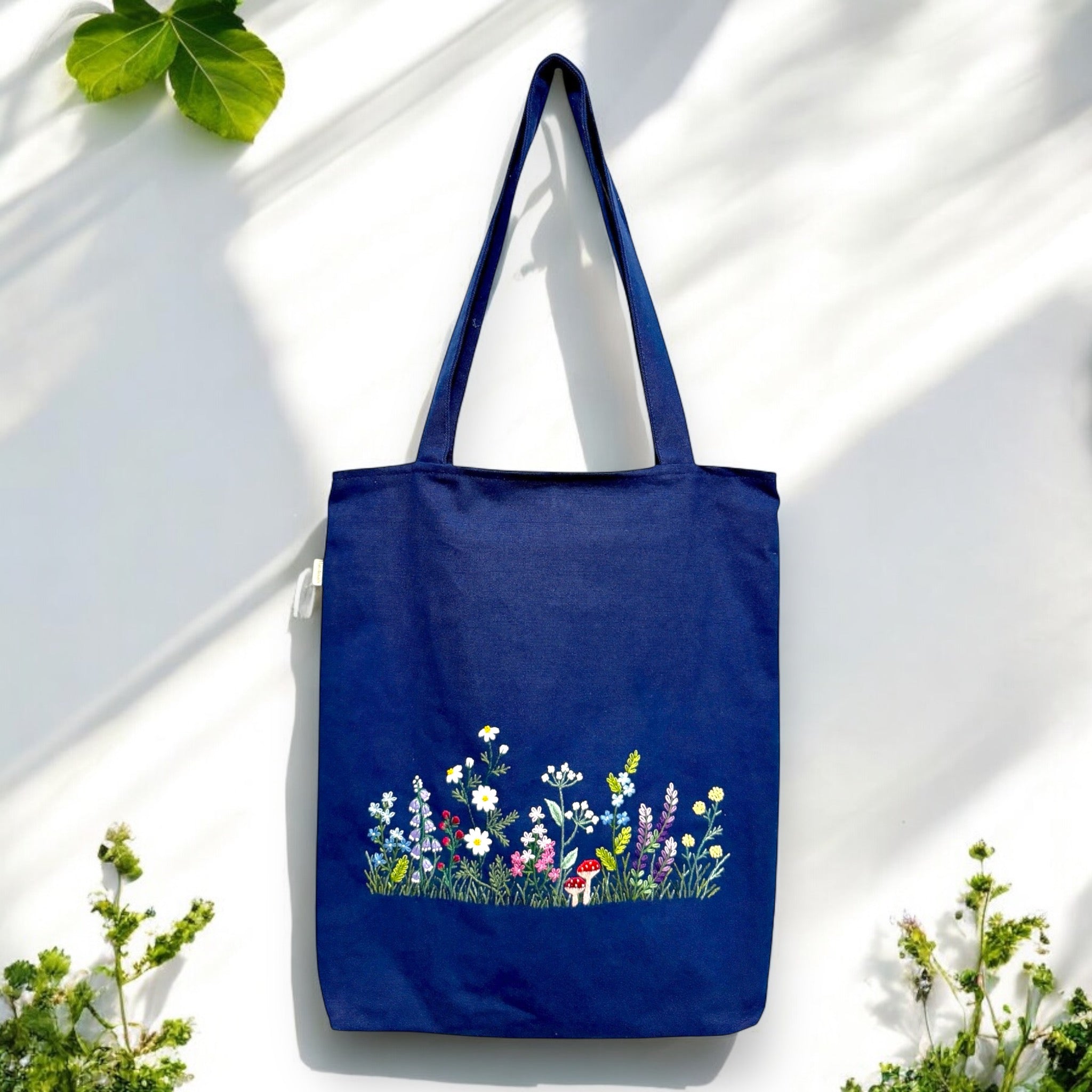 Wildflowers Garden Embroidery Tote Bag