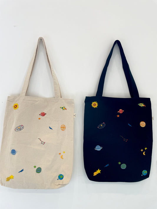 Galaxy Embroidery Tote Bag
