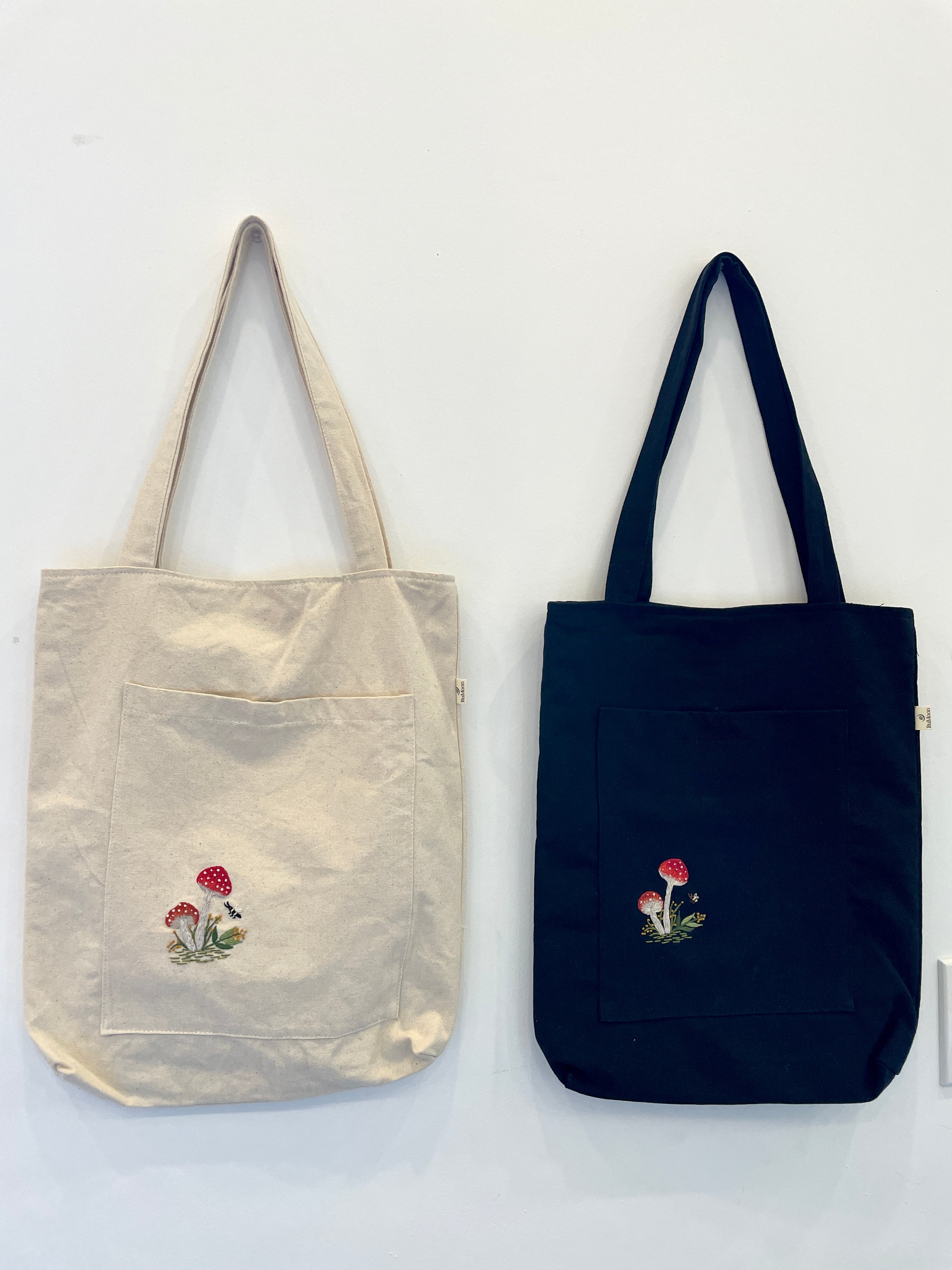 Mushroom Embroidery Tote Bag