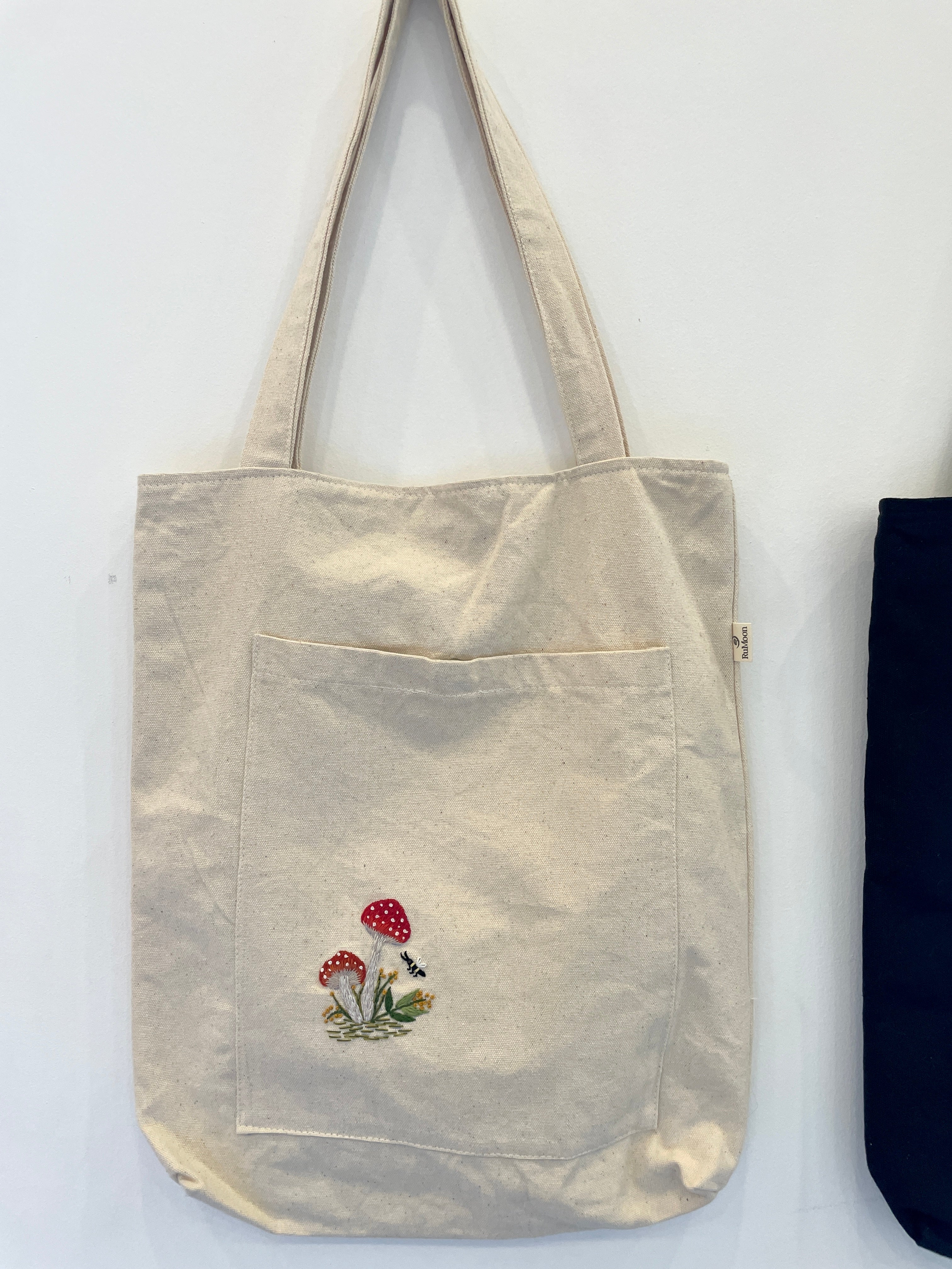 Mushroom Embroidery Tote Bag