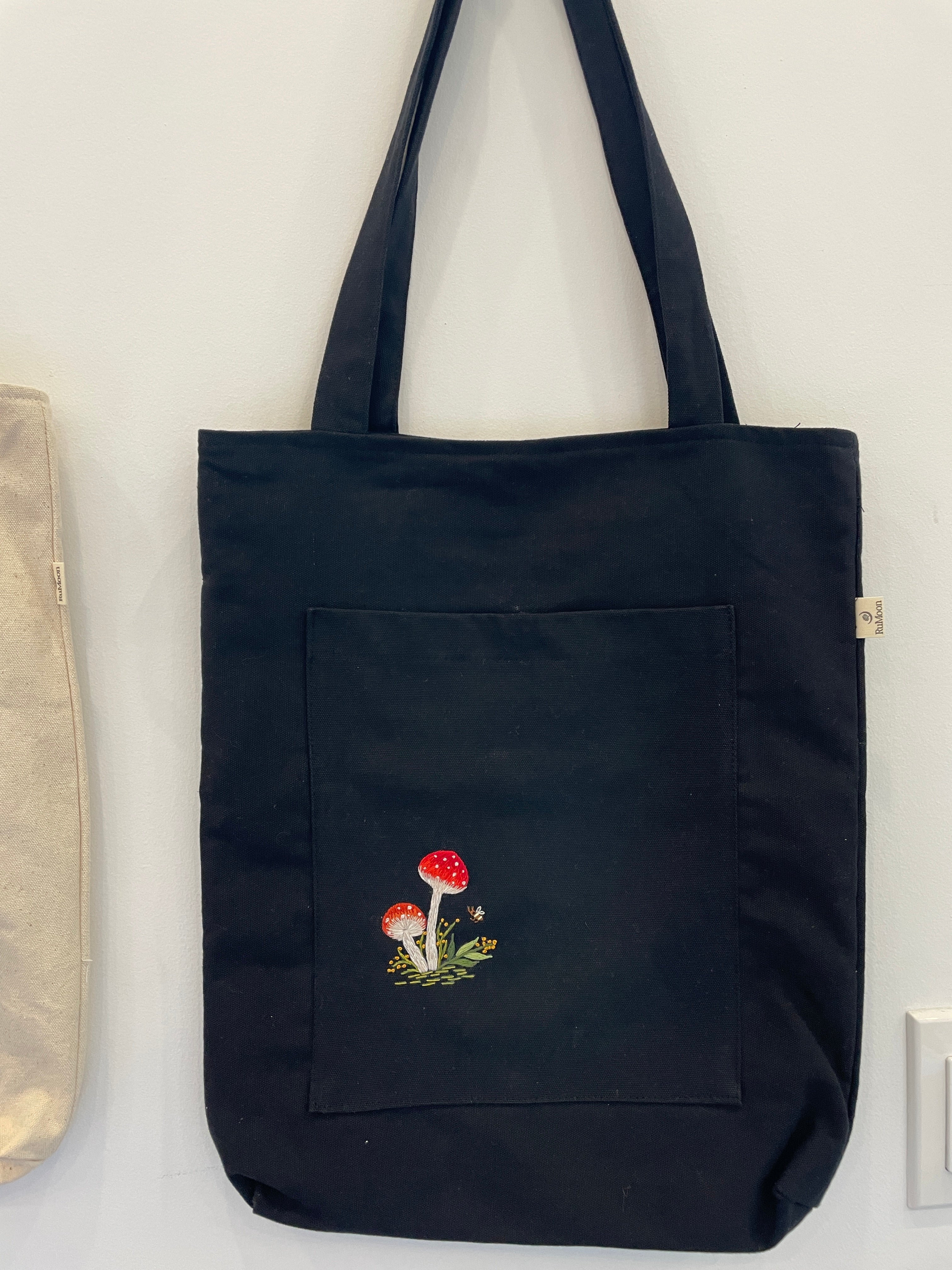 Mushroom Embroidery Tote Bag