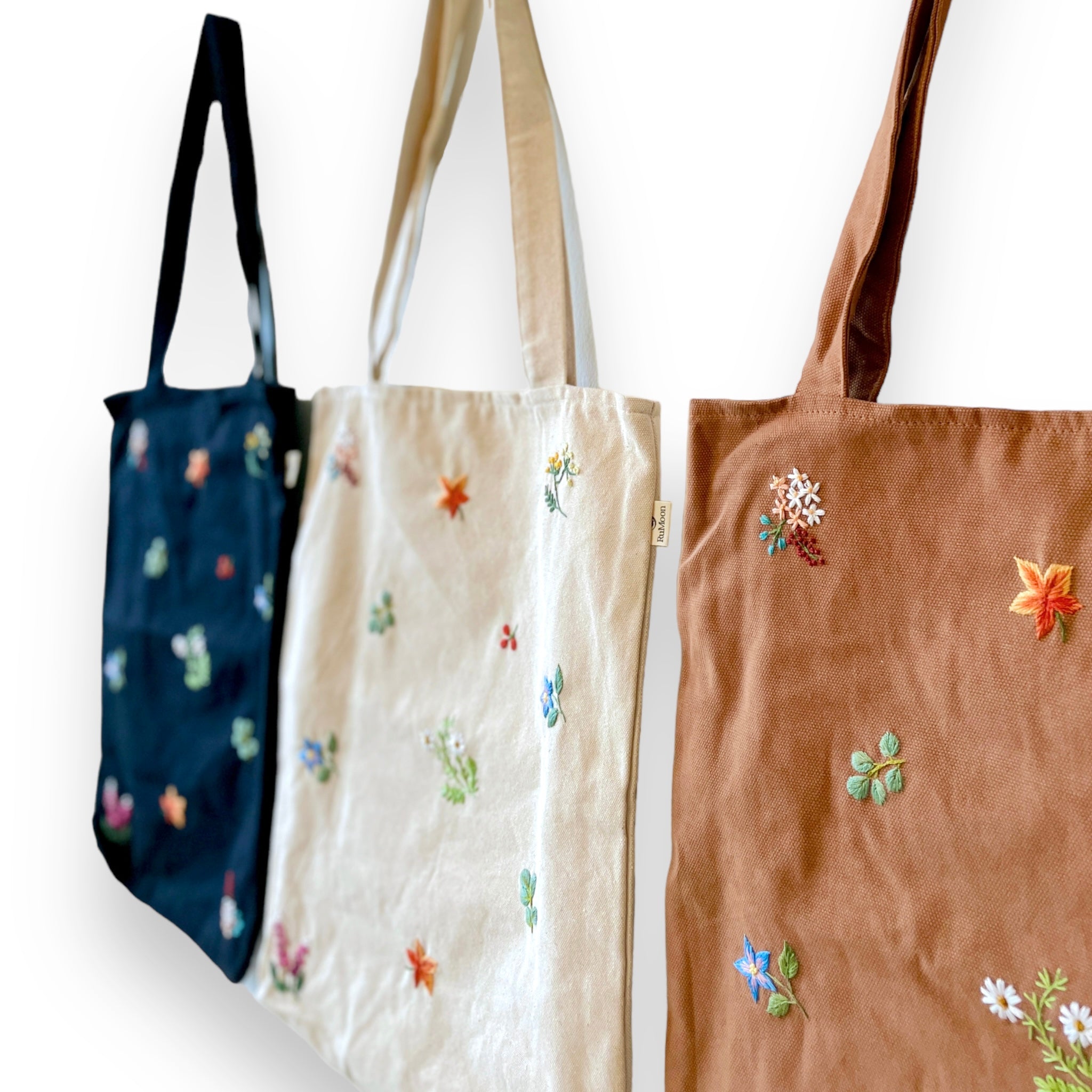 Floral Embroidery Tote Bag