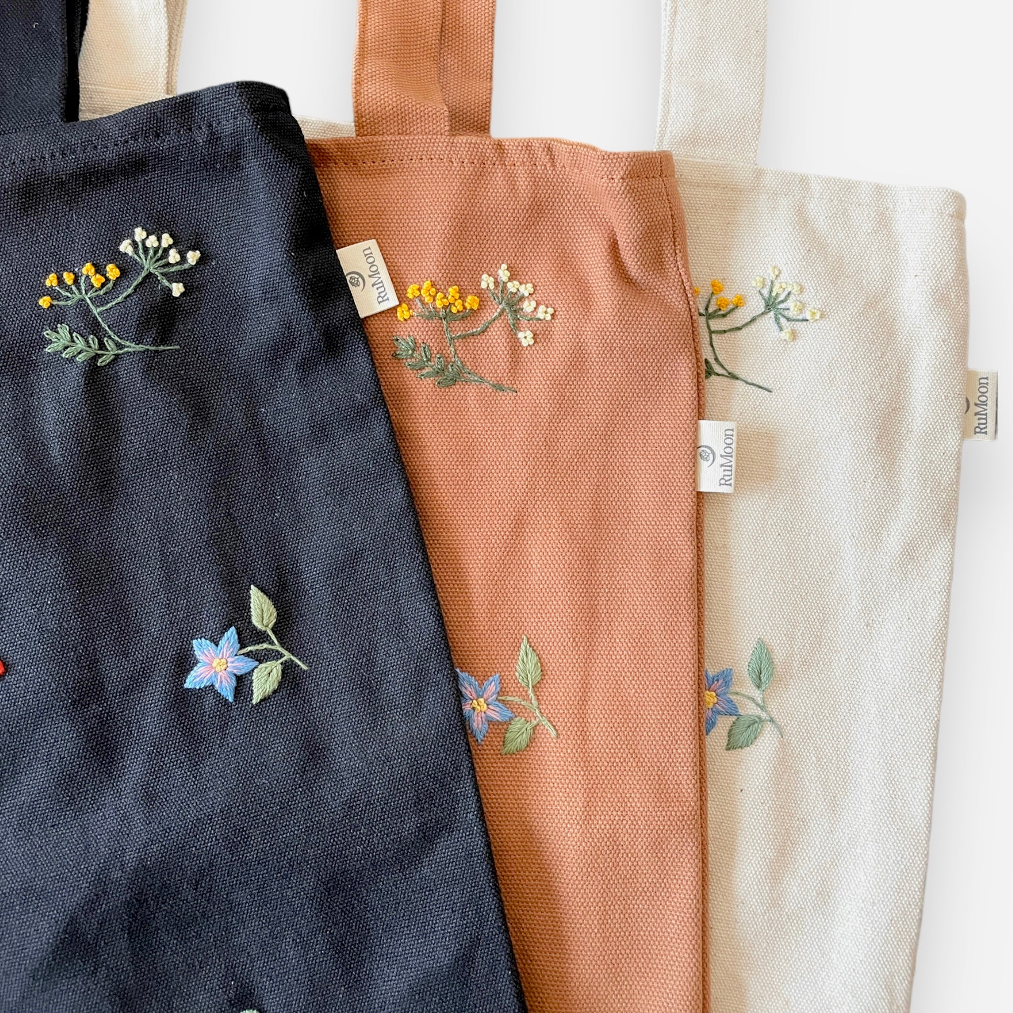 Floral Embroidery Tote Bag