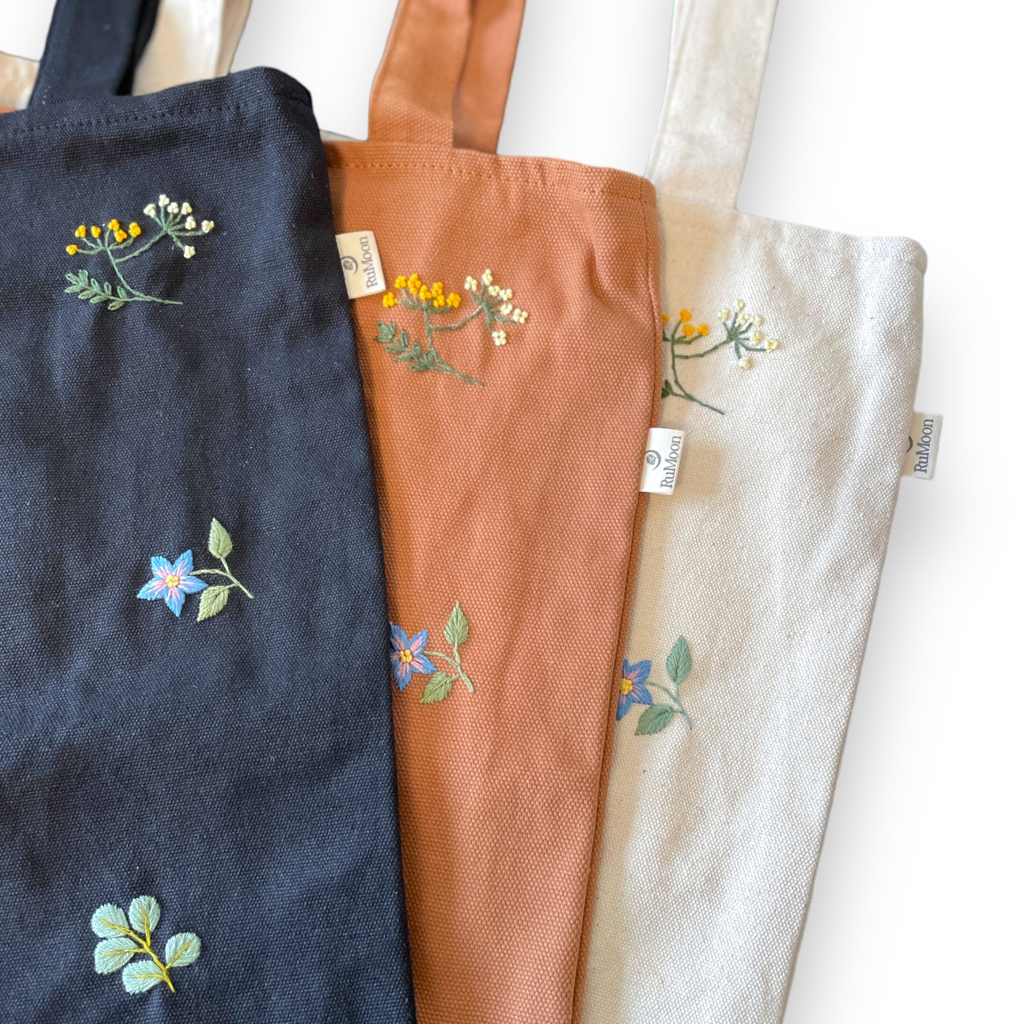 Floral Embroidery Tote Bag