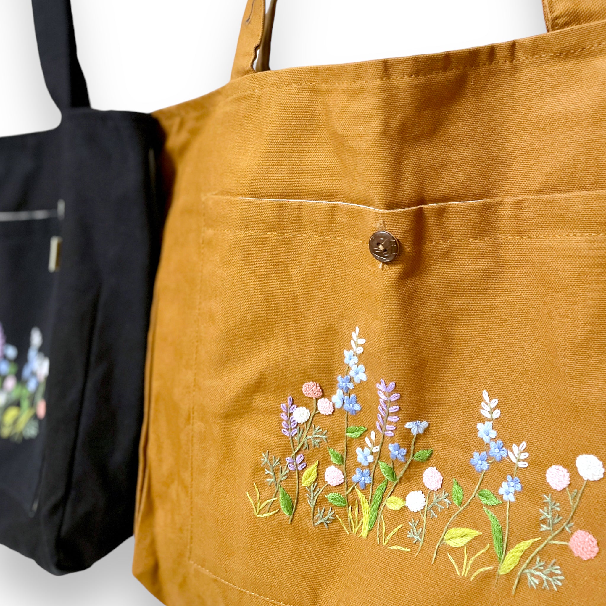 Garden Embroidery Tote Bag