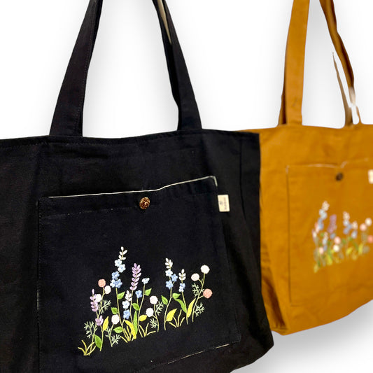 Garden Embroidery Tote Bag