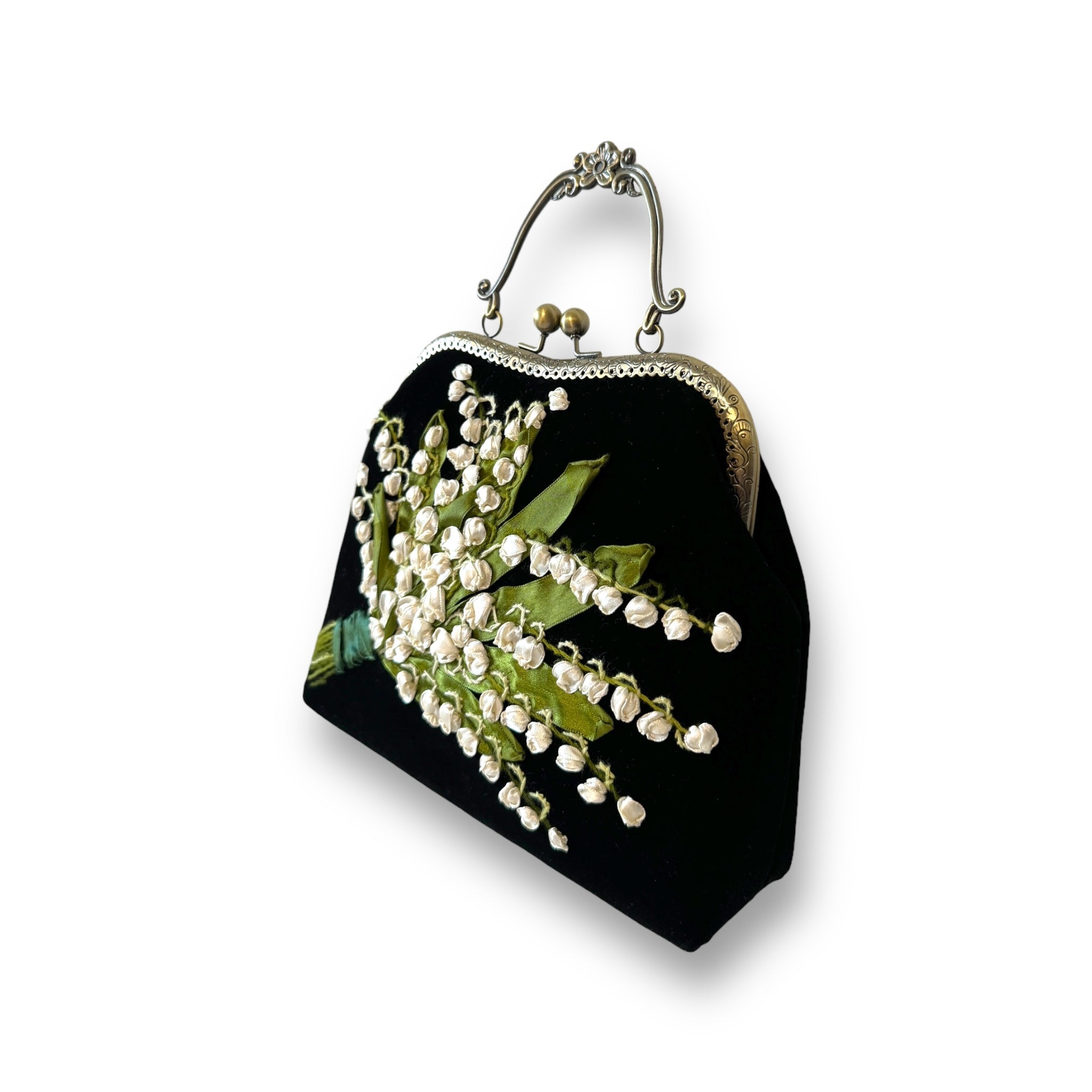 Lily of the Valley Embroidered Clutch Bag