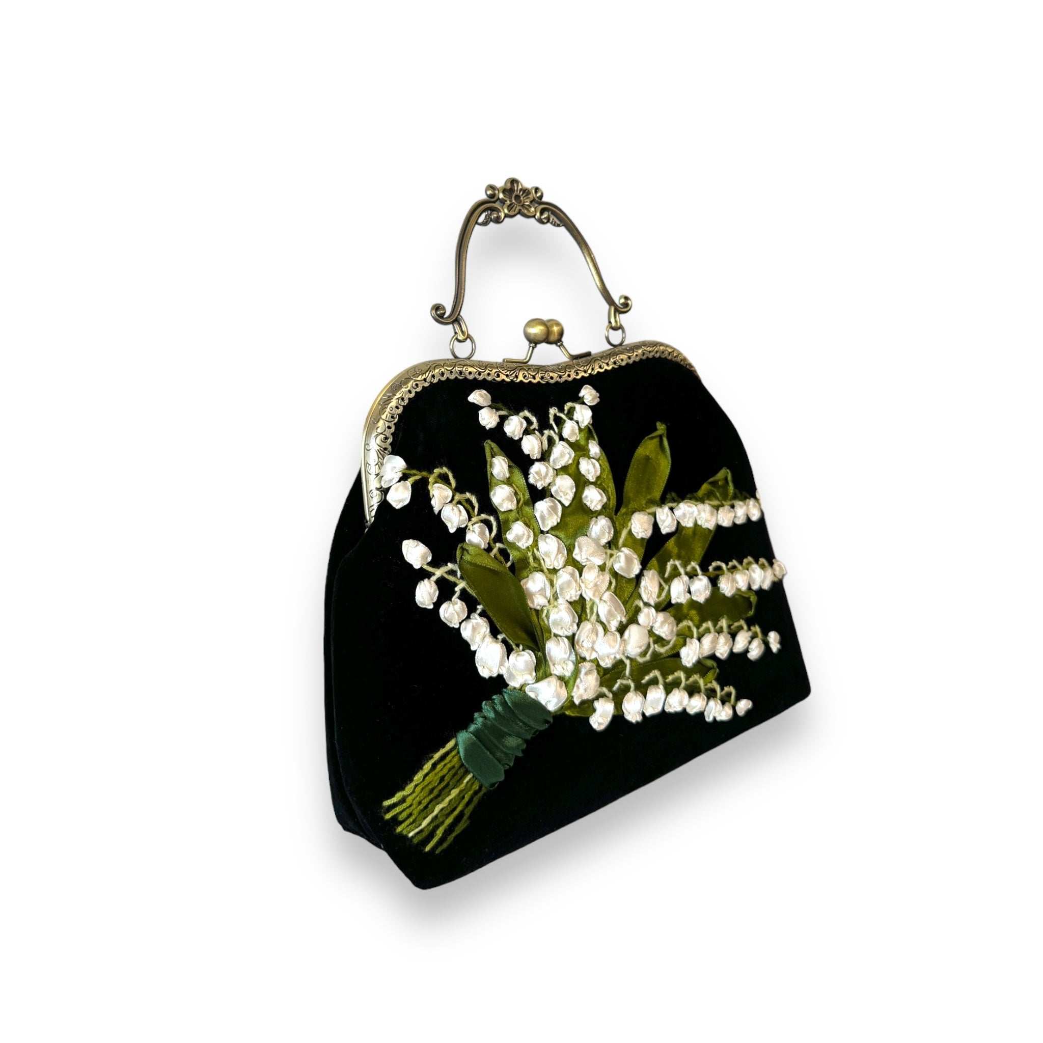 Lily of the Valley Embroidered Clutch Bag