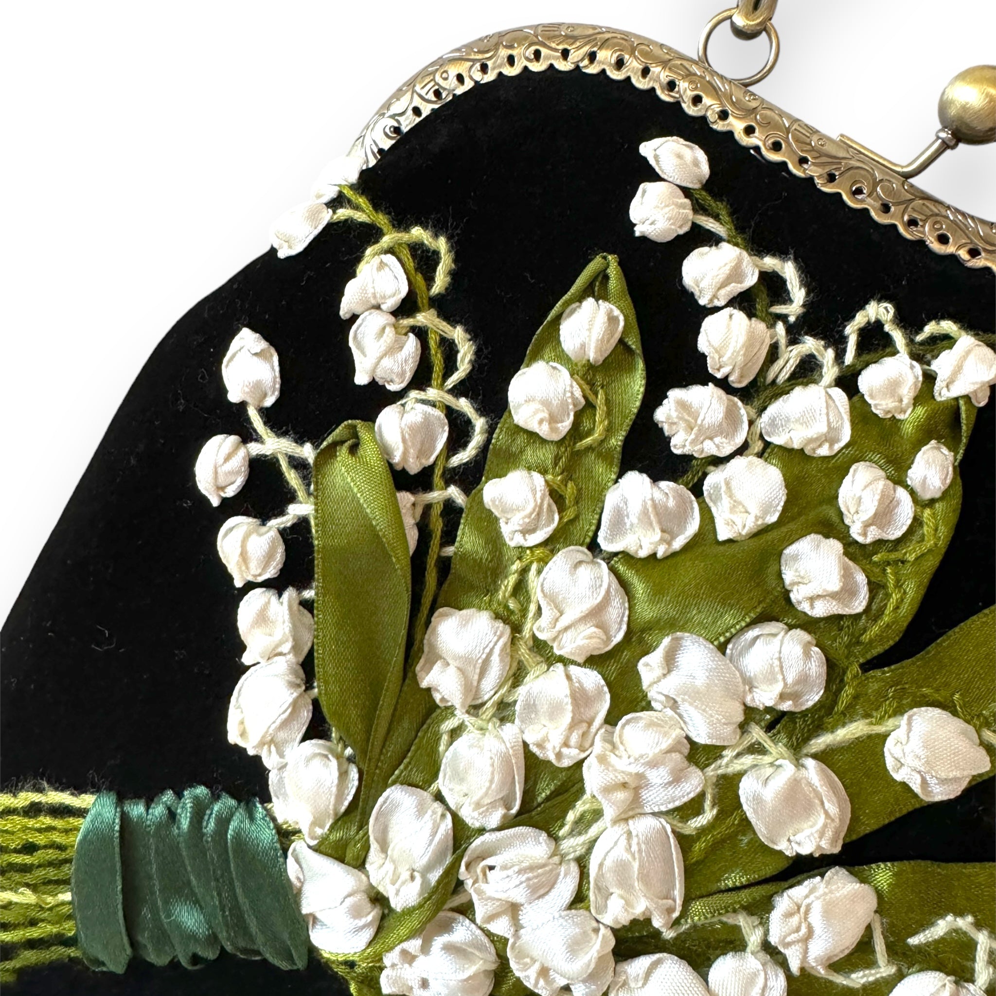 Lily of the Valley Embroidered Clutch Bag