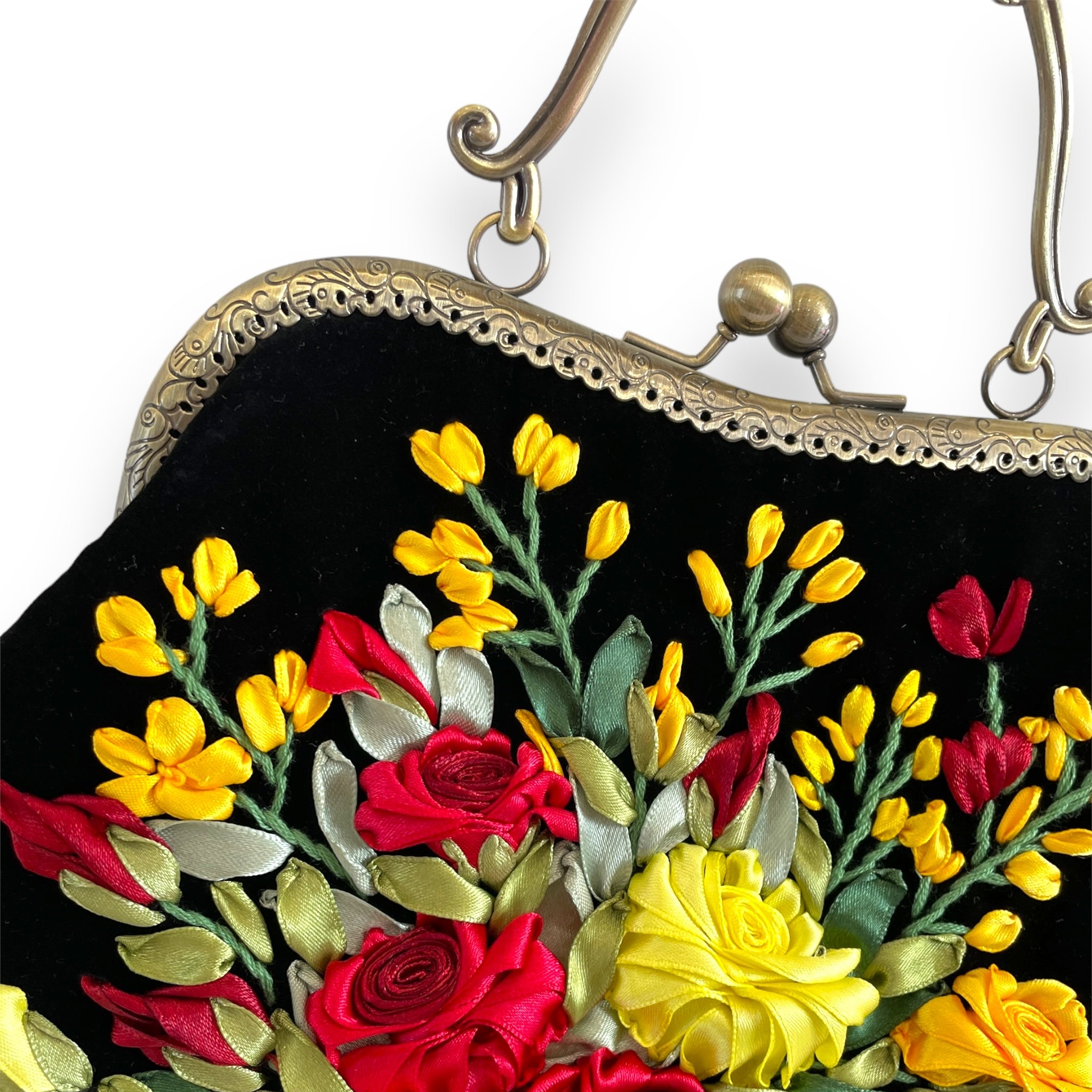 Floral Embroidered Clutch Bag