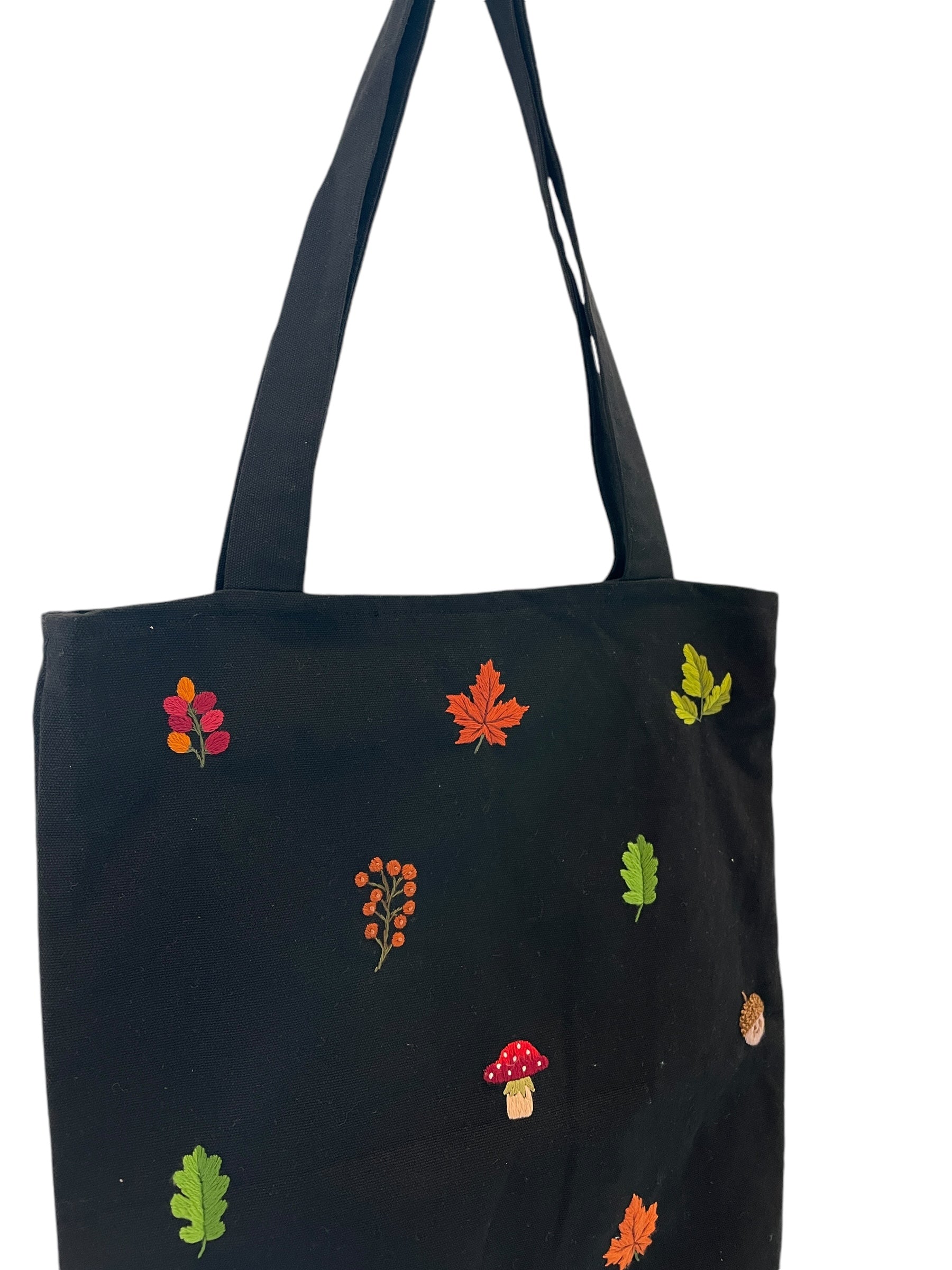 Fall Embroidey Tote Bag