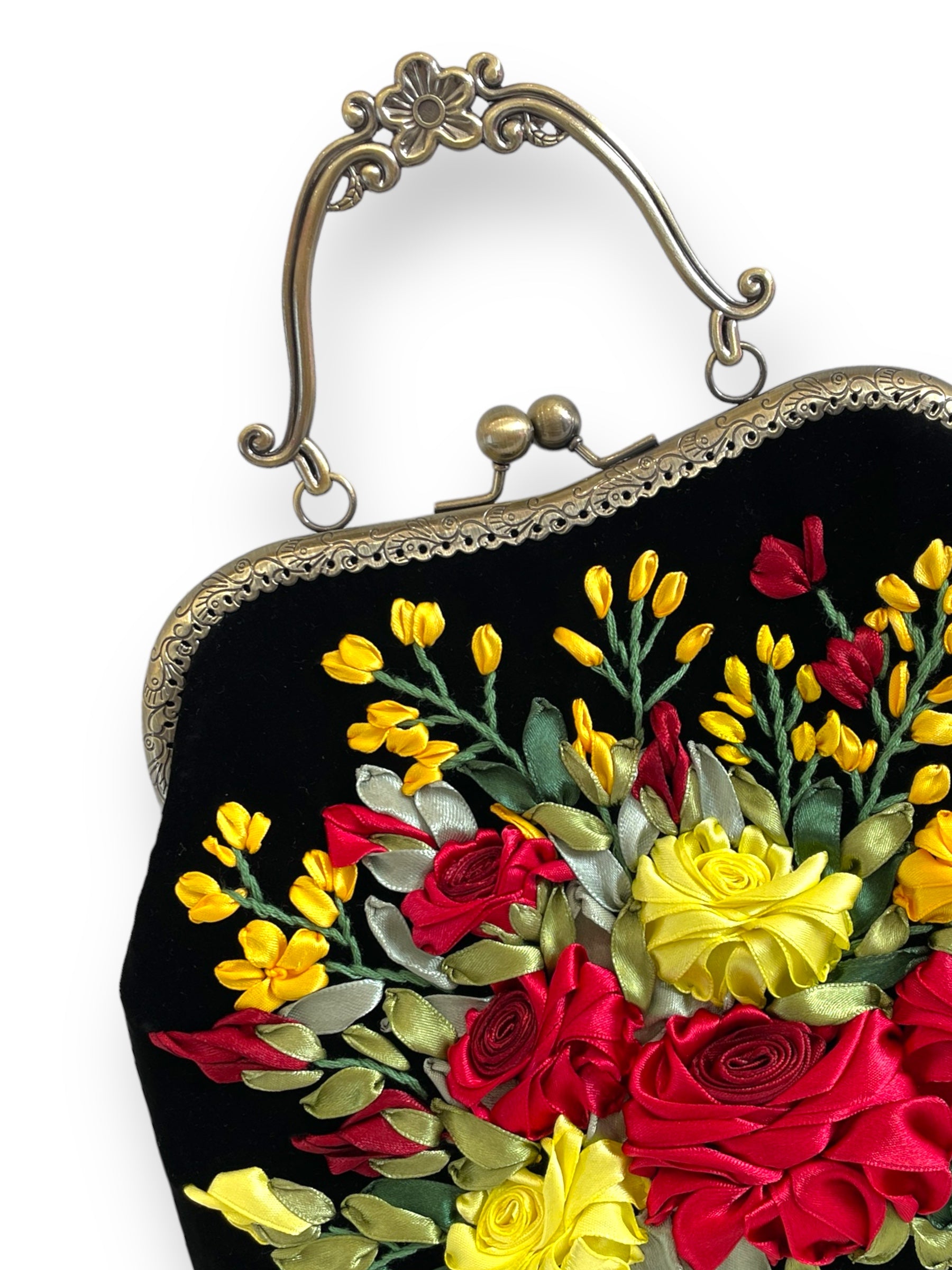 Floral Embroidered Clutch Bag