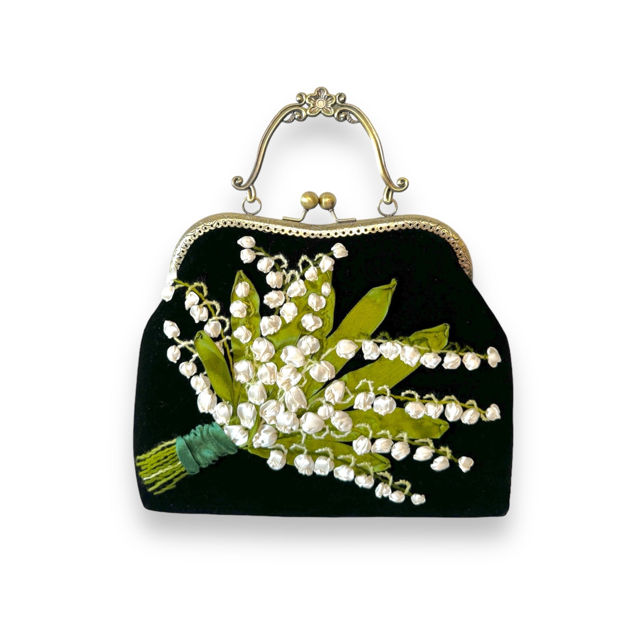 Lily of the Valley Embroidered Clutch Bag