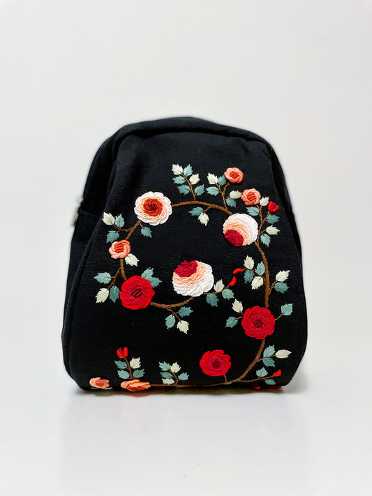 Red Rose Embroidery Backpack