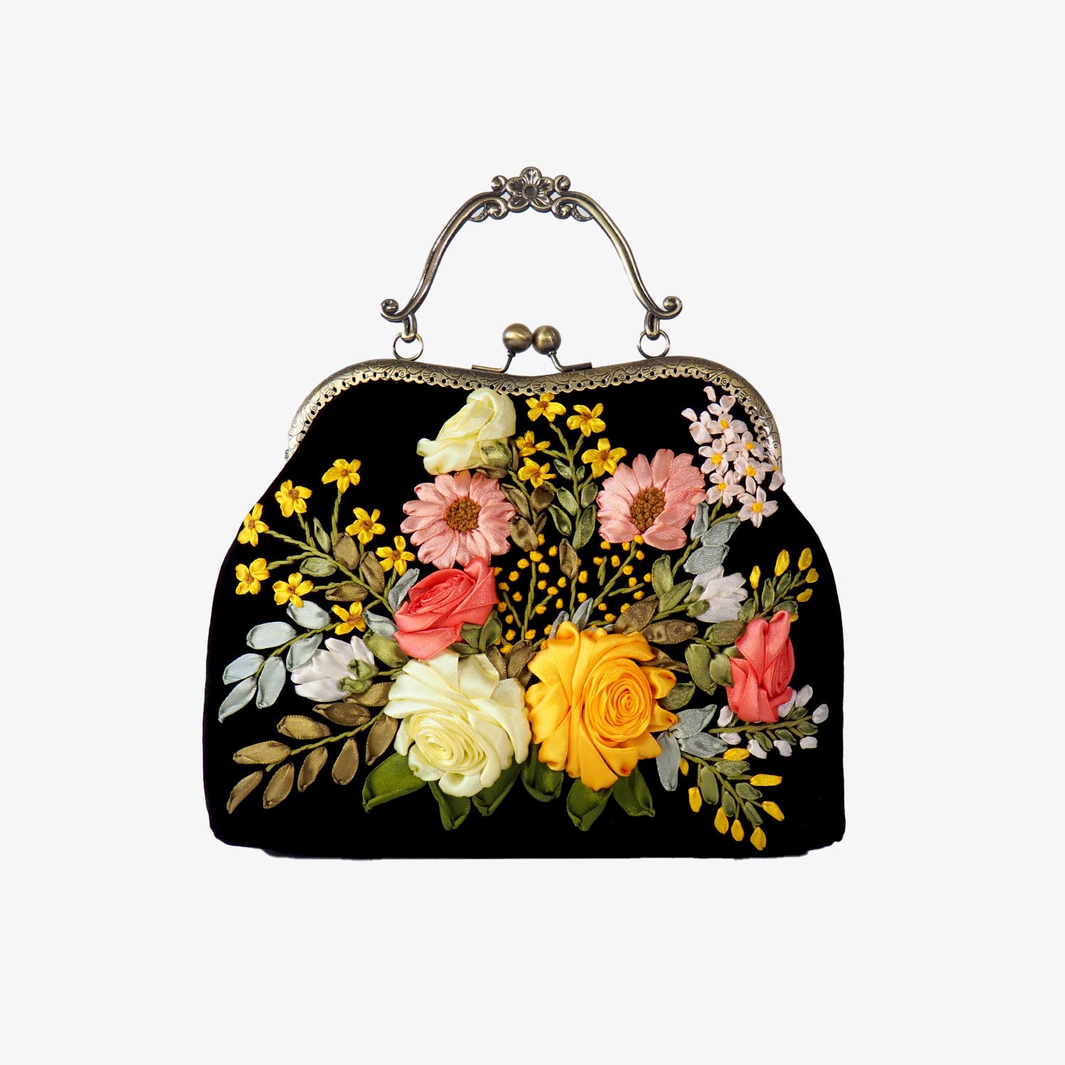 Floral Embroidered Clutch Bag