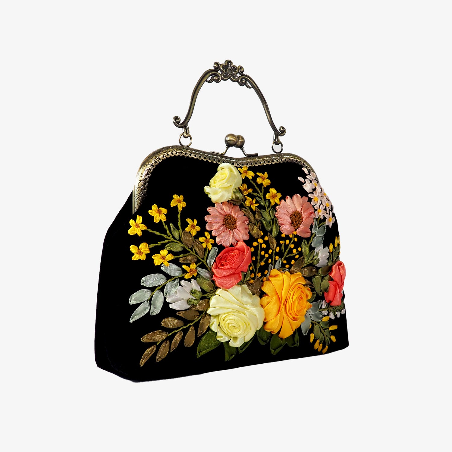 Floral Embroidered Clutch Bag