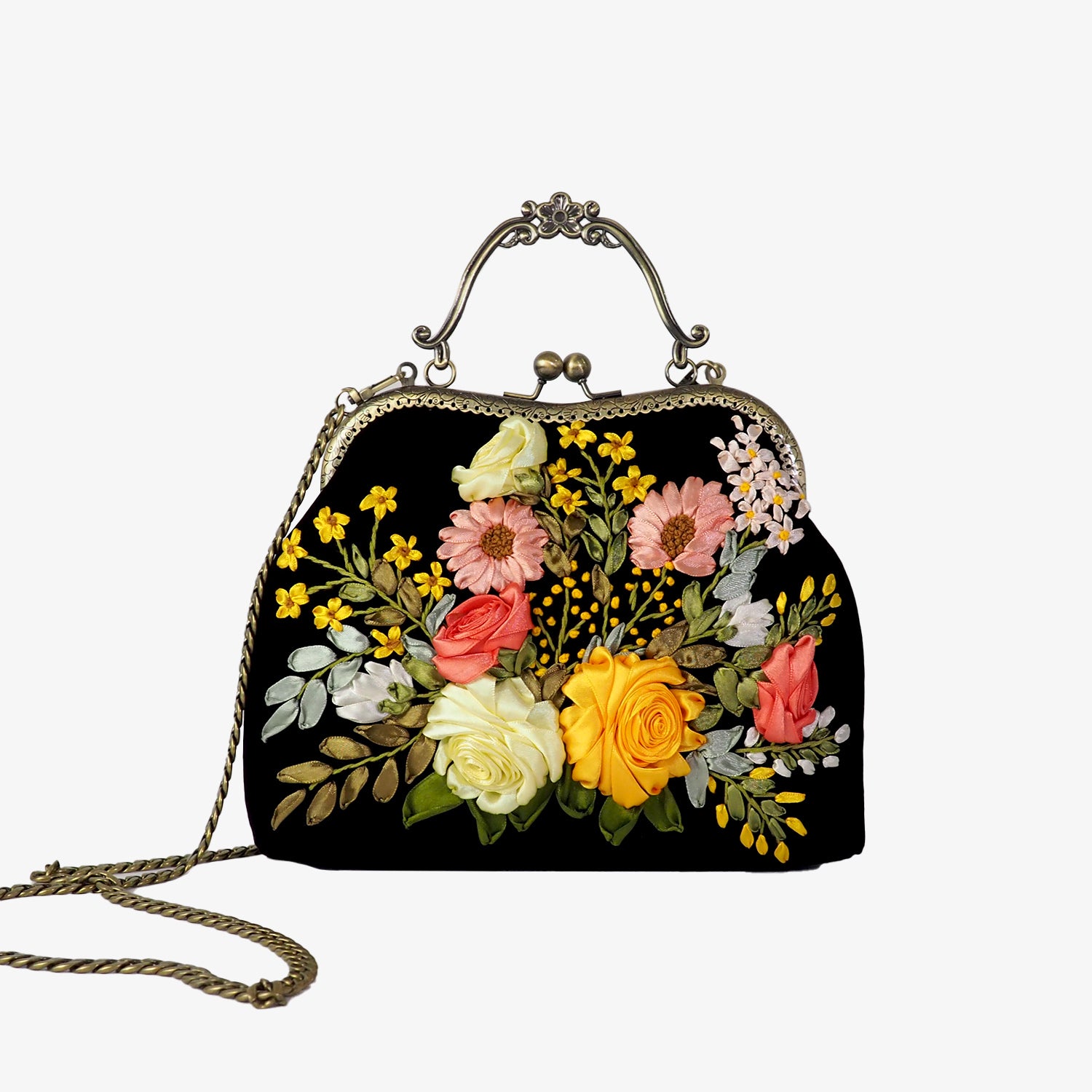 Floral Embroidered Clutch Bag