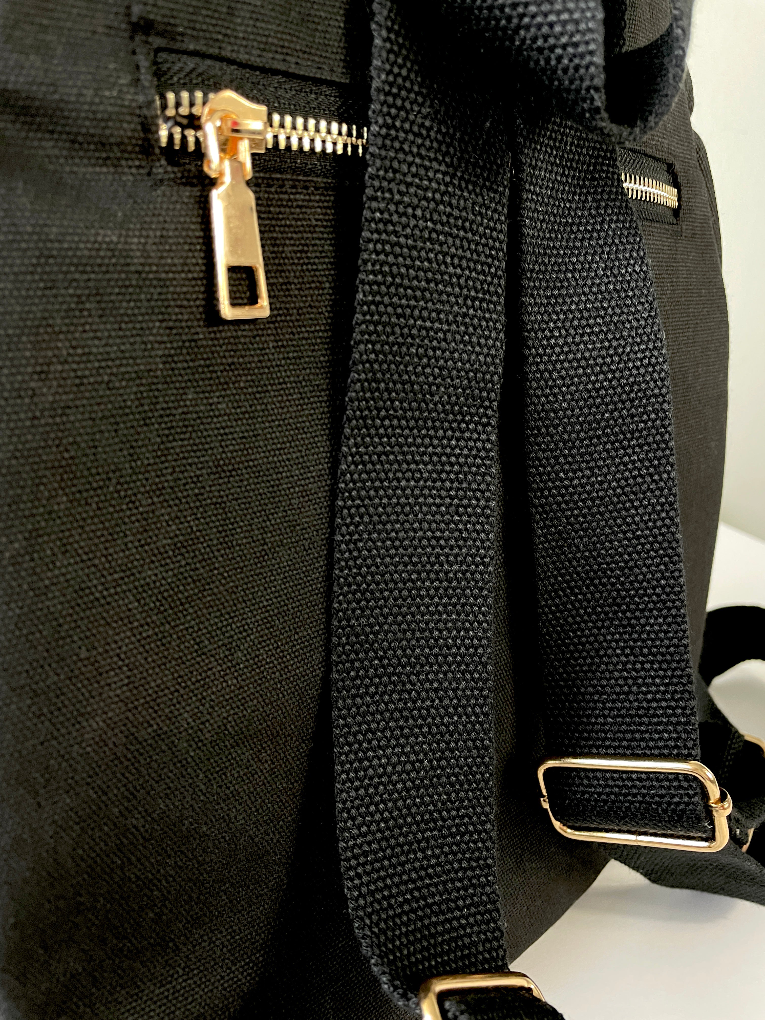 Lily of The Valley Embroidery Black Backpack