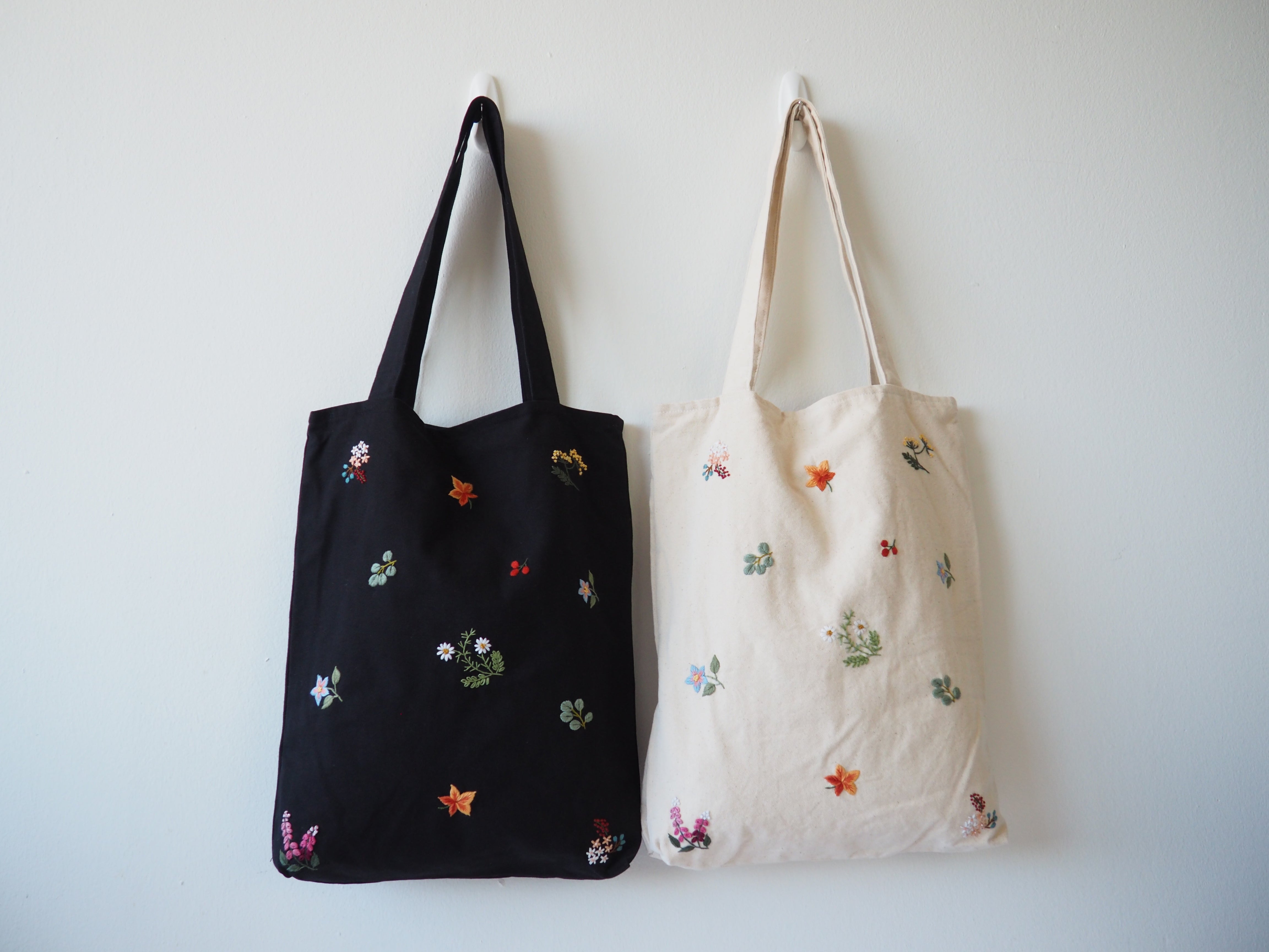 Floral Embroidery Tote Bag