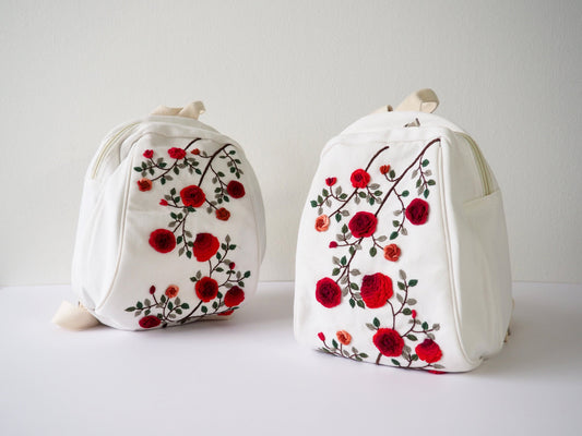 Red Rose Embroidery Backpack